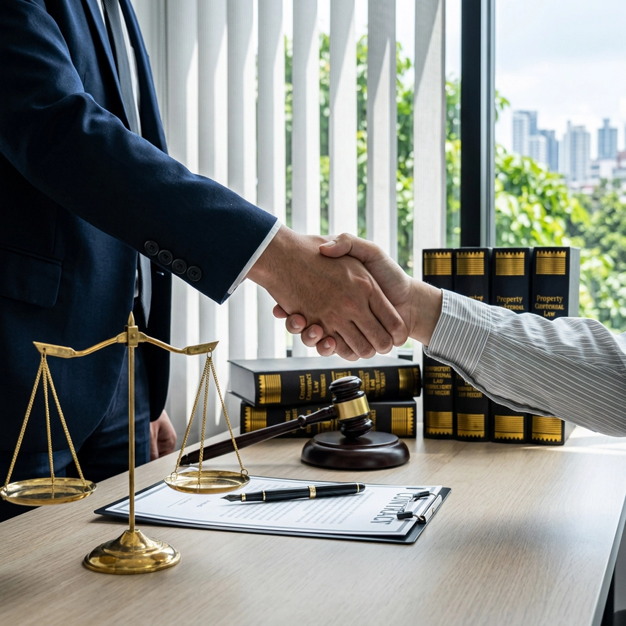 Legal advisors reviewing documents